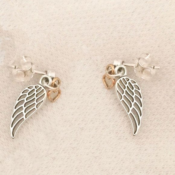Pandora Jewelry - Pandora LOVE and GUIDANCE EARRINGS Gold and Silver Angel Wing